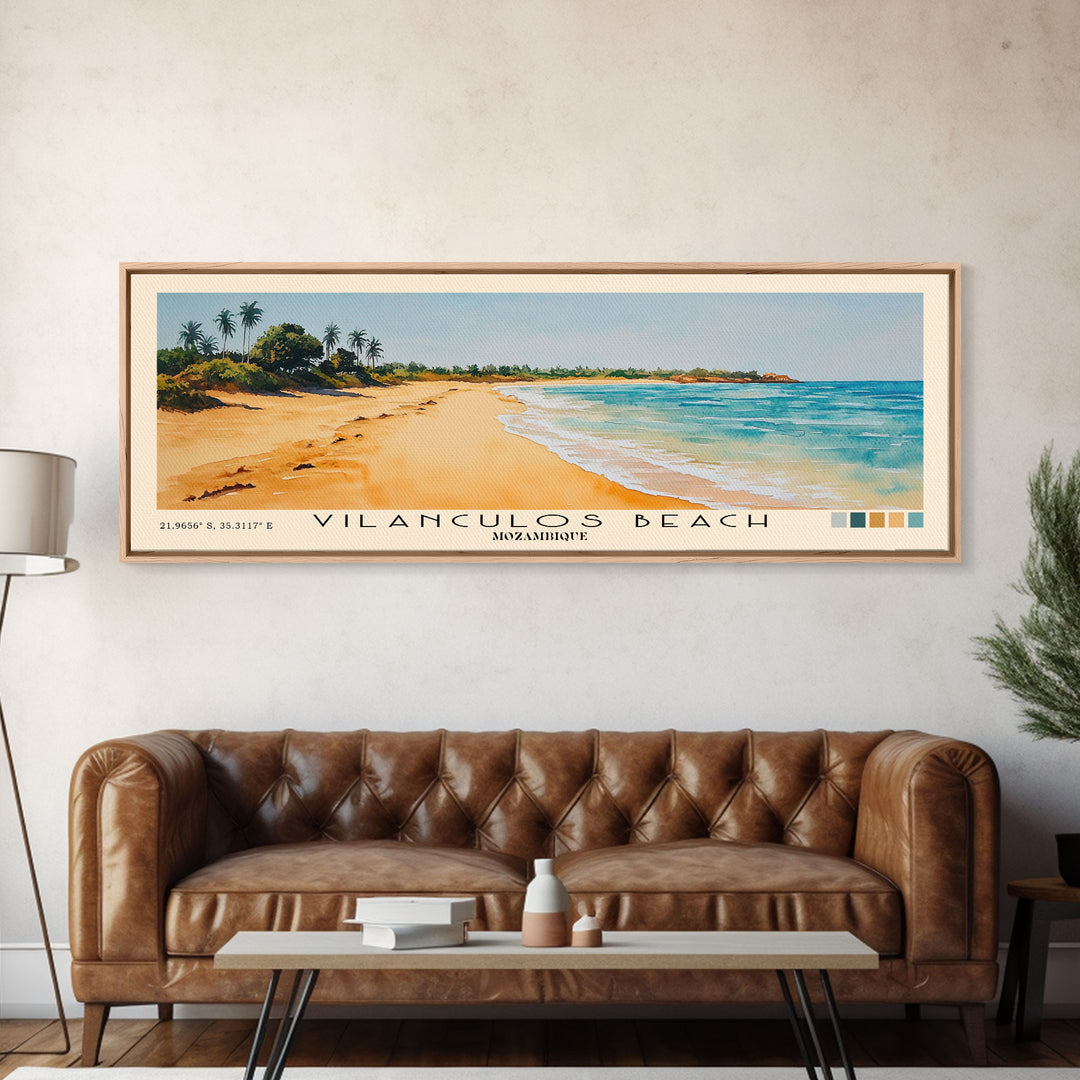 Vilanculos Beach, Mozambique Watercolor Print, Vacation Gift, Mozambique Wall Art, Beach Painting, Beach Decor, Large Wall Art, Wood Frame Art