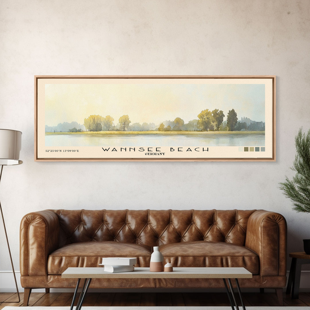 Wannsee Beach, Germany Watercolor Print, Vacation Gift, Germany Wall Art, Beach Painting, Beach Decor, Beach Or Lakehouse Art