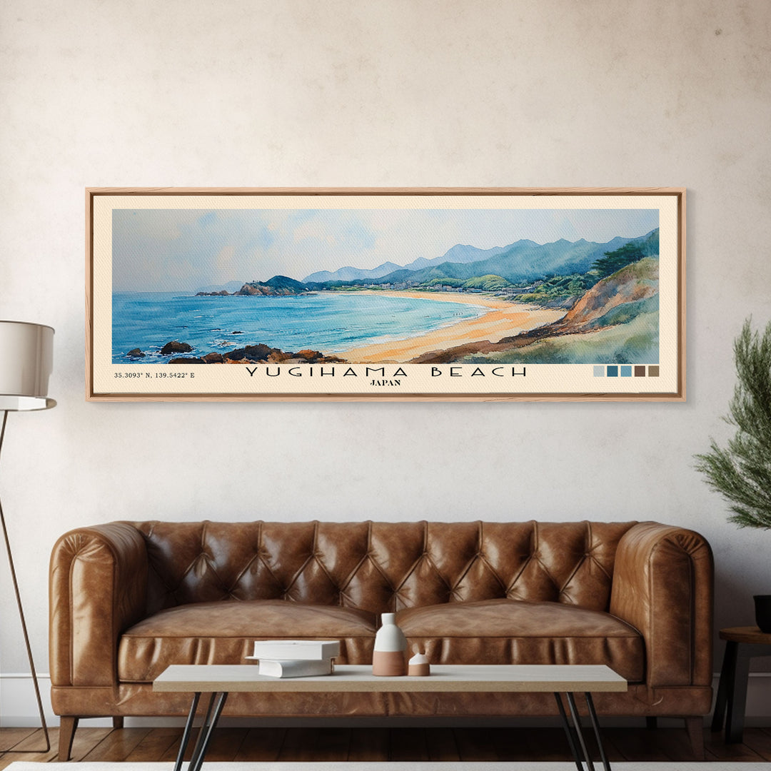 Yugihama Beach, Japan Watercolor Print, Vacation Gift, Japan Wall Art, Beach Painting, Beach Decor, Beach Or Lakehouse Art