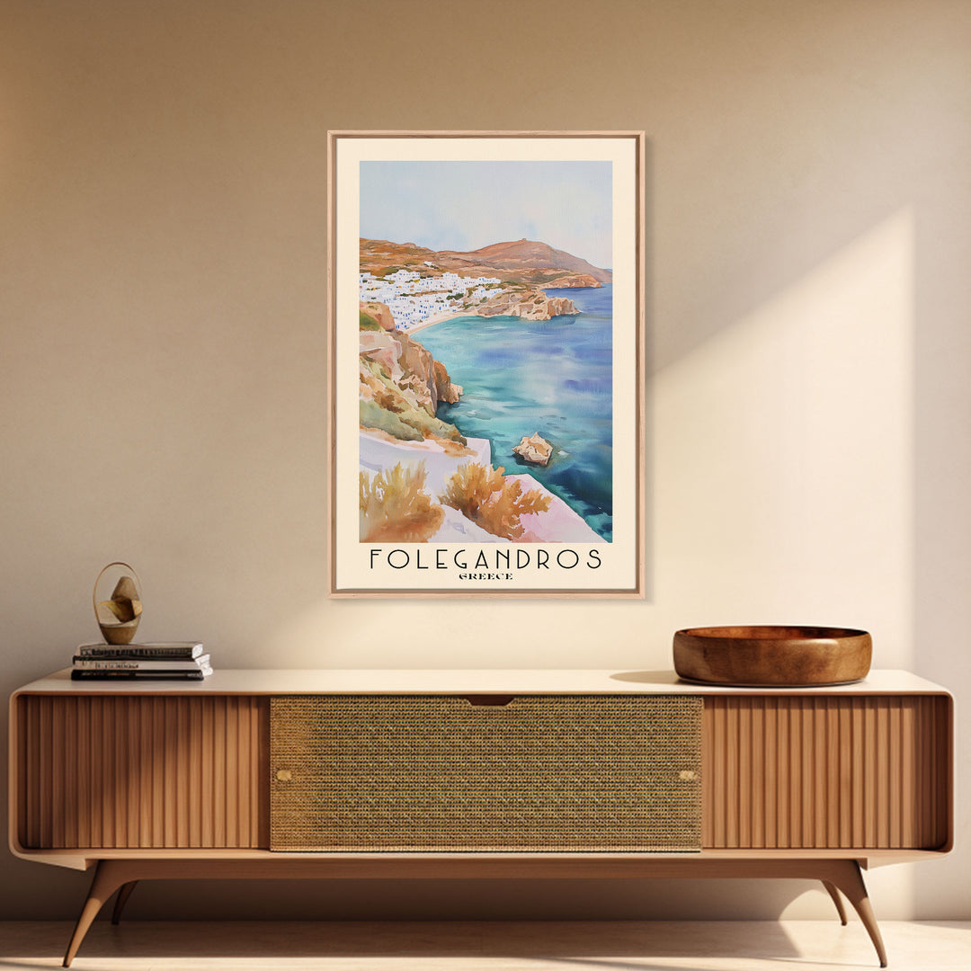 Folegandros, Greece Watercolor Print, Vacation Gift, Greece Wall Art, Beach Painting, Beach Decor, Beach Or Lakehouse Art