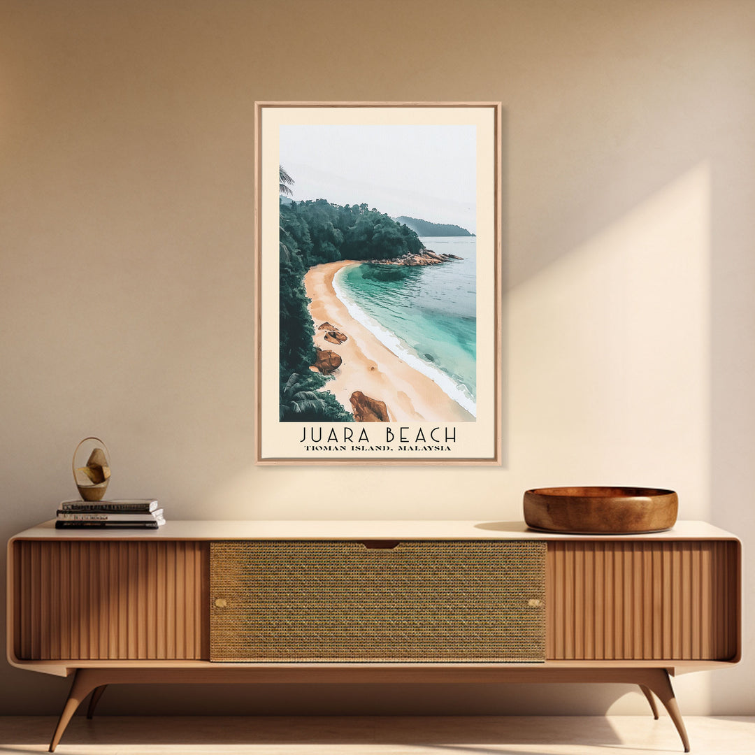 Juara Beach, Tioman Island, Malaysia Watercolor Print, Vacation Gift, Tioman Island, Malaysia Wall Art, Beach Painting, Beach Decor, Large Wall Art, Wood Frame Art