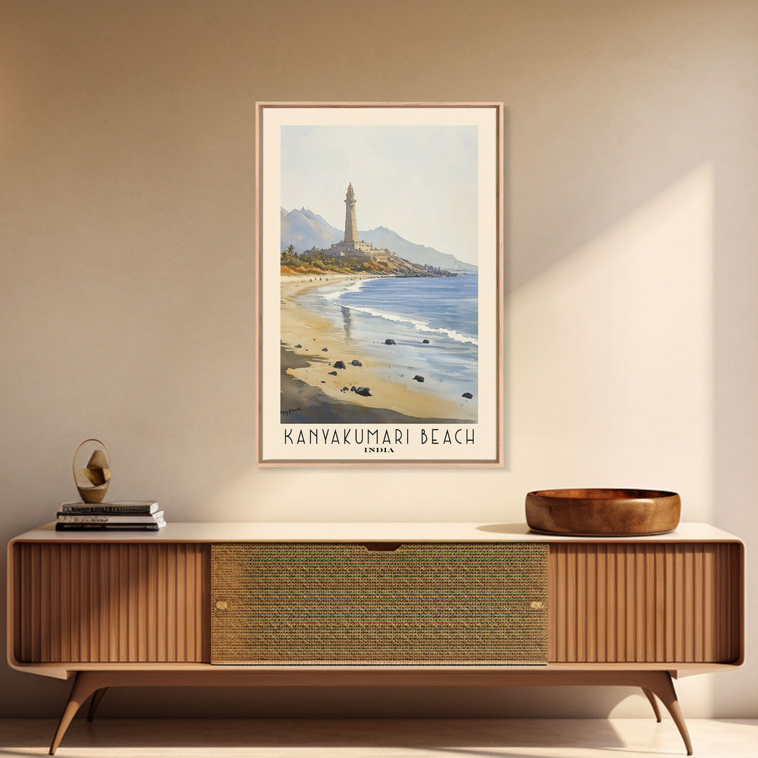 Kanyakumari Beach, India Watercolor Print, Vacation Gift, India Wall Art, Vacation Wall Art, Vacatation Memories, Beach Decor, Beach Or Lakehouse Art