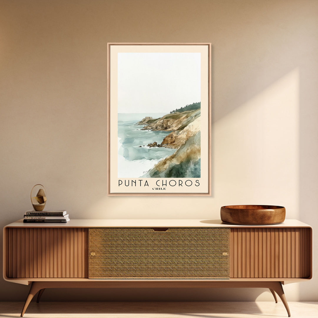 Punta Choros, Chile Watercolor Print, Vacation Gift, Chile Wall Art, Beach Painting, Beach Decor, Large Wall Art, Wood Frame Art