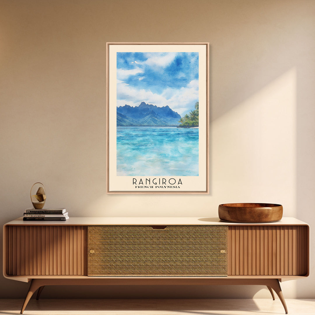 Rangiroa, French Polynesia Watercolor Print, Vacation Gift, French Polynesia Wall Art, Beach Painting, Beach Decor, Beach Or Lakehouse Art