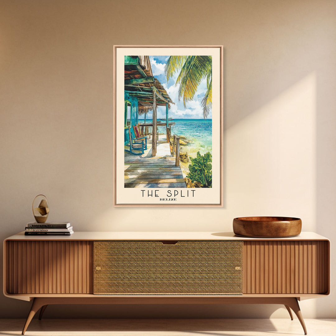 The Split, Belize Watercolor Beach Print, Vacation Gift, Belize Wall Art, Beach Painting, Beach Decor, Beach Painting