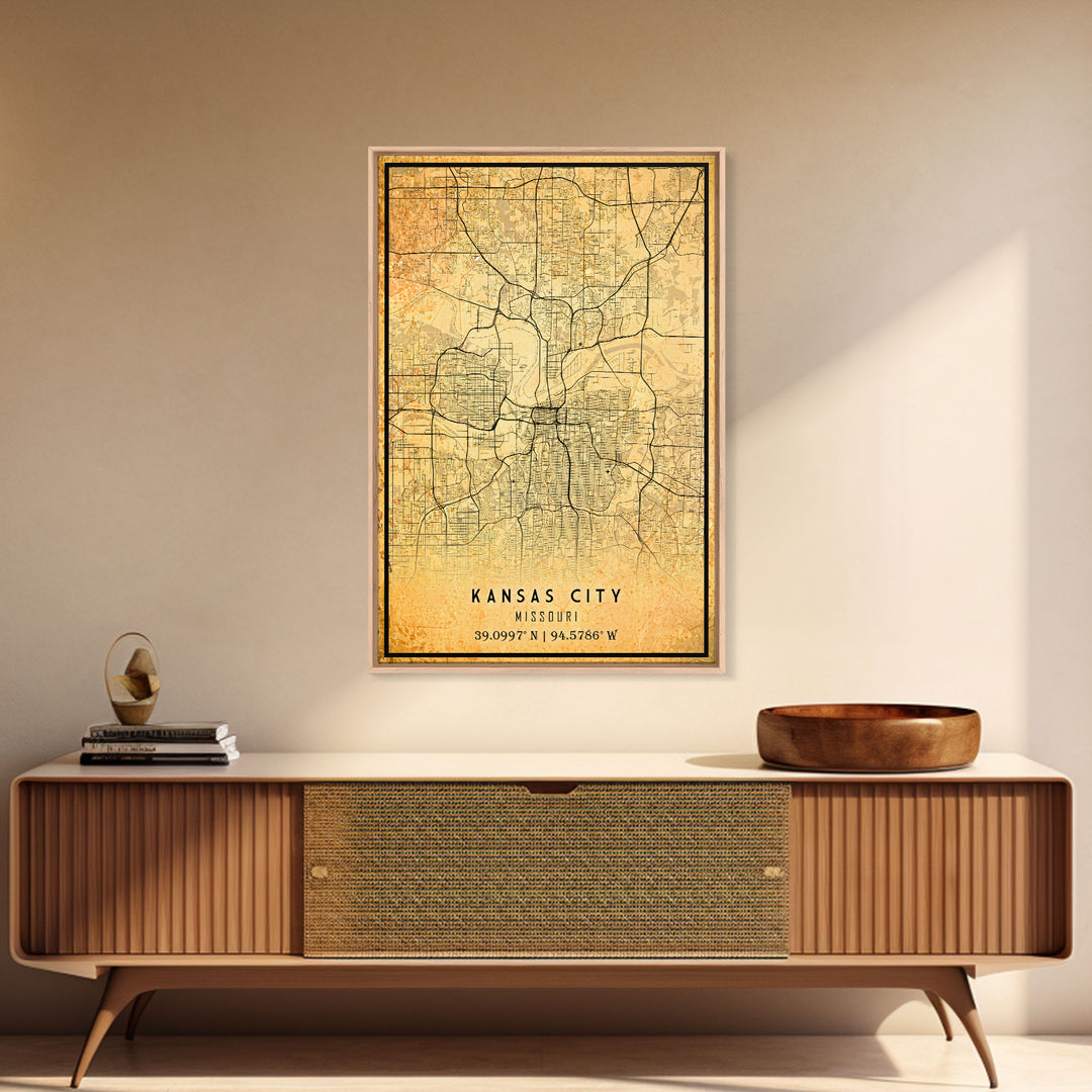 Kansas City Map Print, Kansas Gifts, Map of Kansas City, Kansas City Missouri, Map Wall Art, Cool Office Wall Art For Him