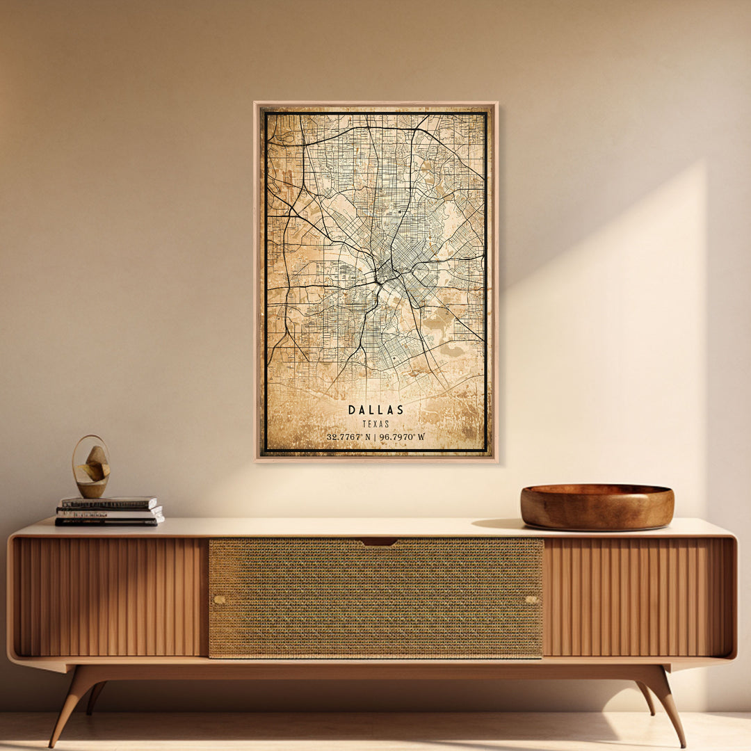 Dallas Map Canvas Print, Texas Map Print, Texas Wall Art, Dallas Map Poster, US, USA Maps, Dallas Maps, Map Gifts, Large Framed Map Print