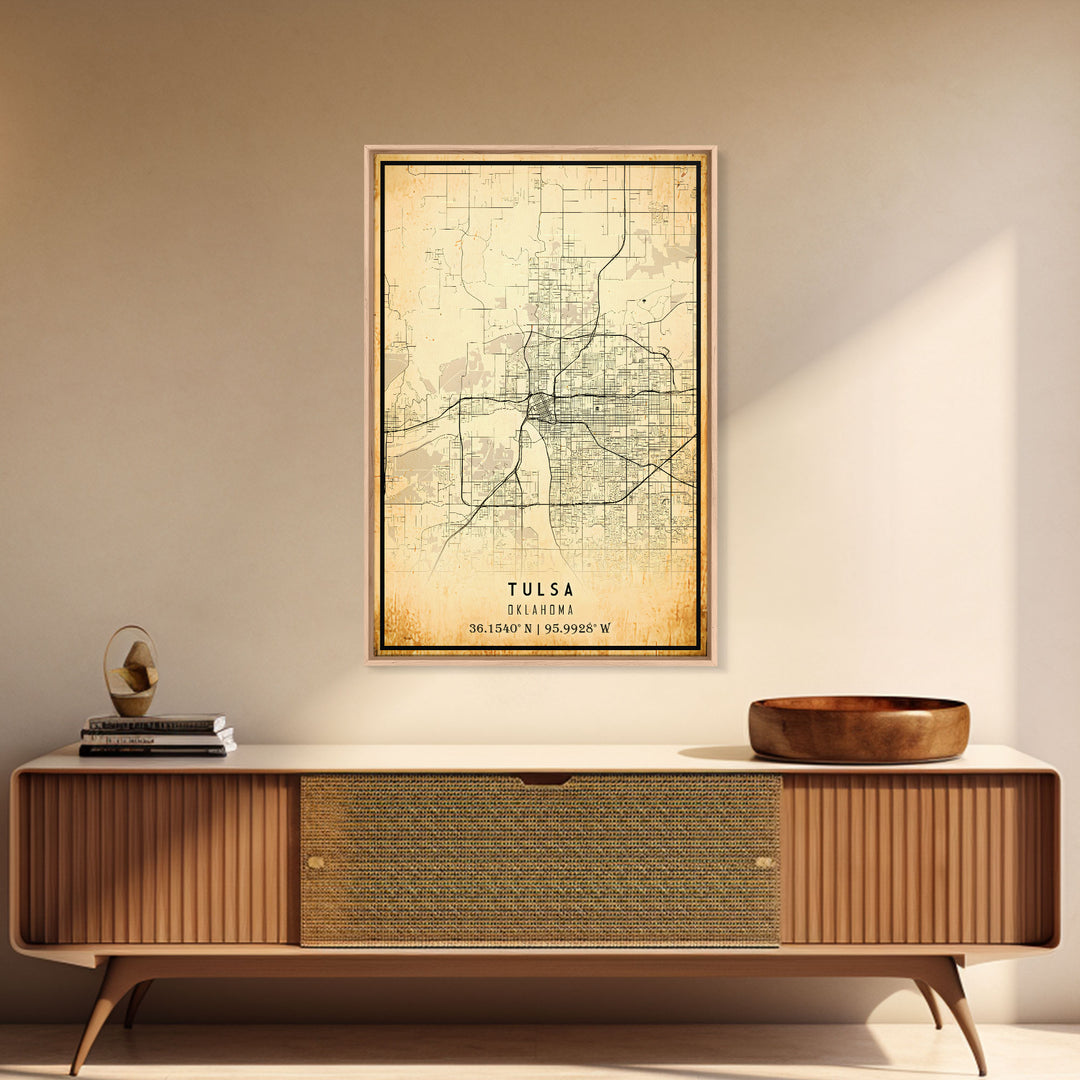 Tulsa Map Art - Oklahoma - Custom Tulsa City Streets Map Print -  University of Tulsa - Home Office Decor Tulsa Map Decor Oklahoma Wall Art