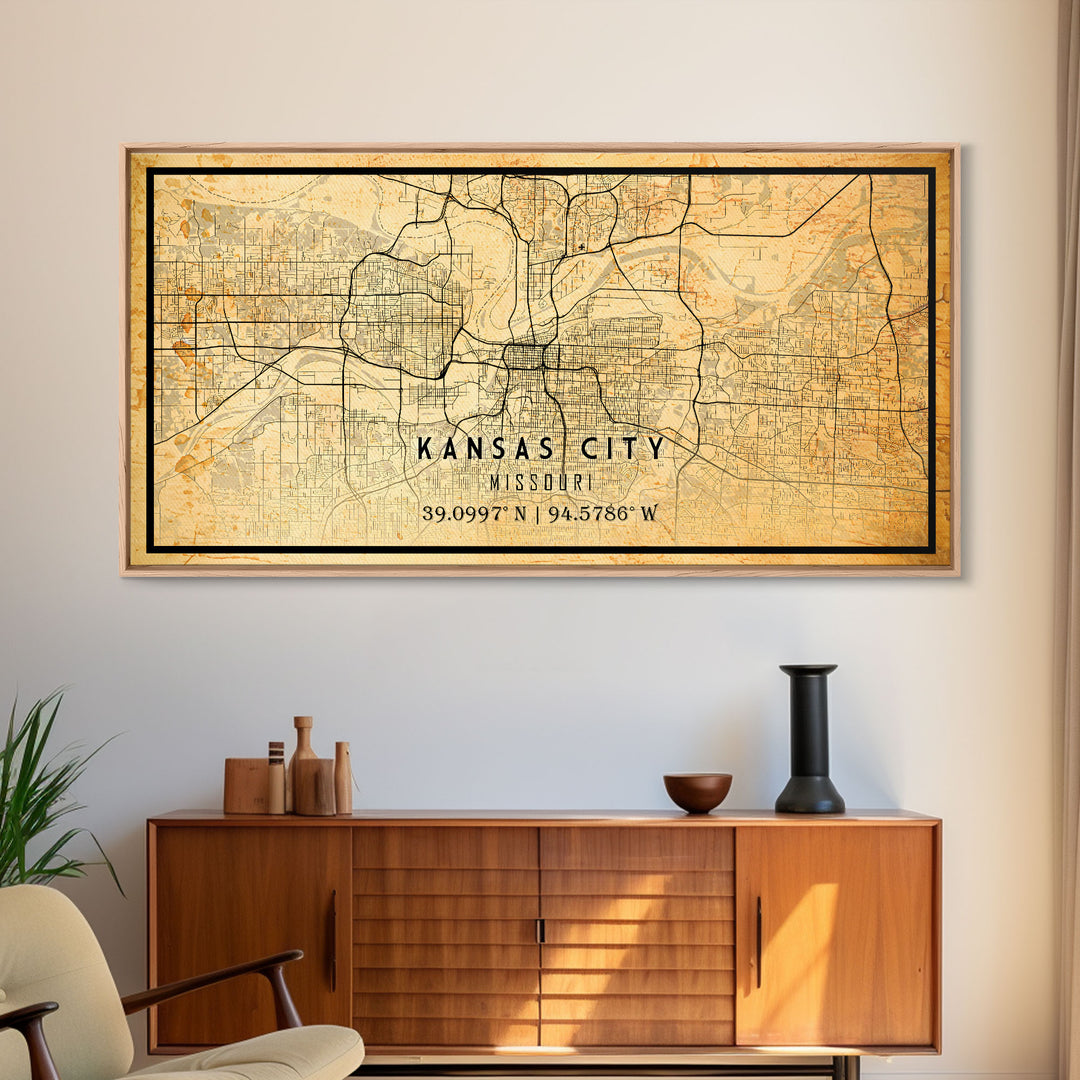 Kansas City Map Print, Kansas Gifts, Map of Kansas City, Kansas City Missouri, Map Wall Art, Cool Office Wall Art For Him