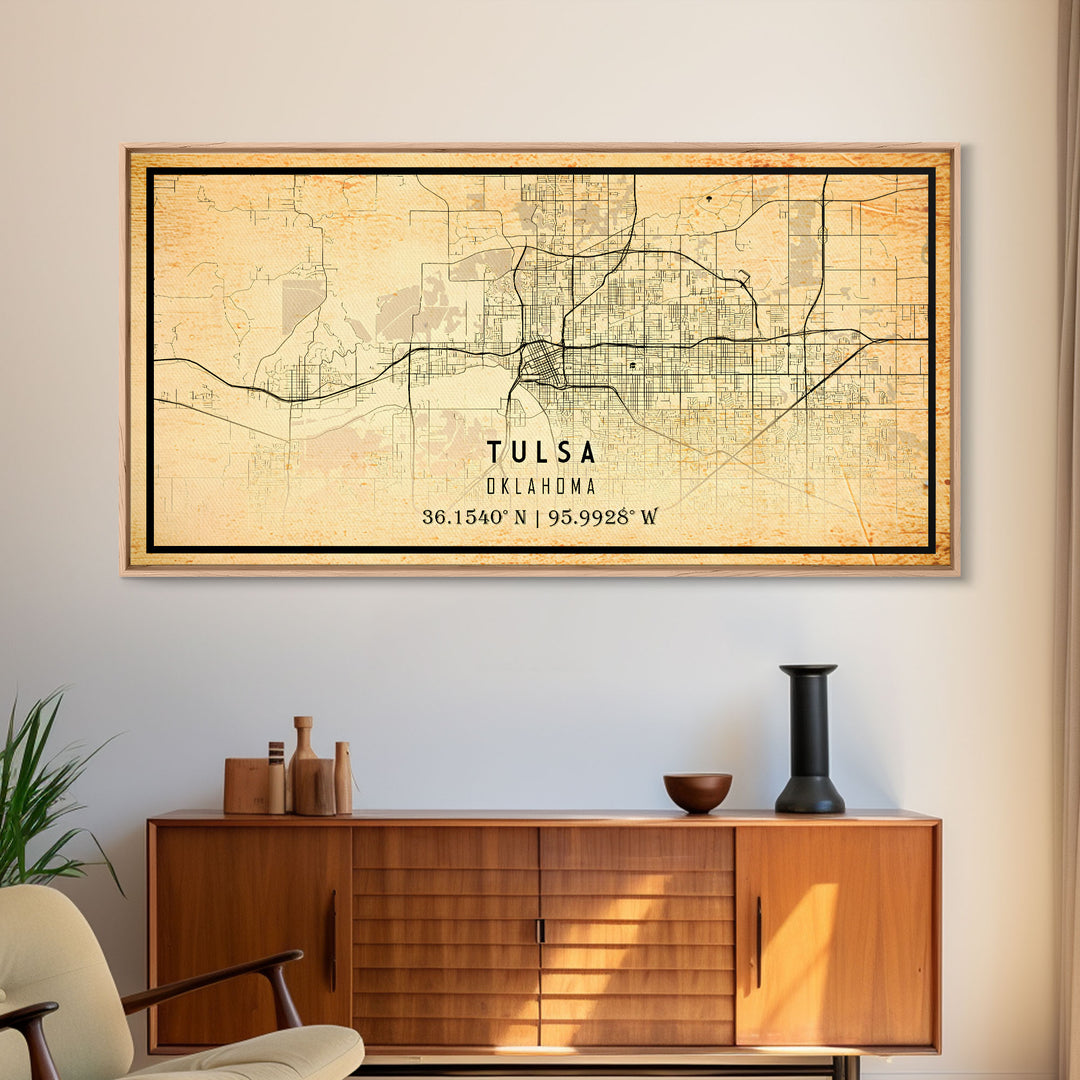 Tulsa Map Art - Oklahoma - Custom Tulsa City Streets Map Print -  University of Tulsa - Home Office Decor Tulsa Map Decor Oklahoma Wall Art