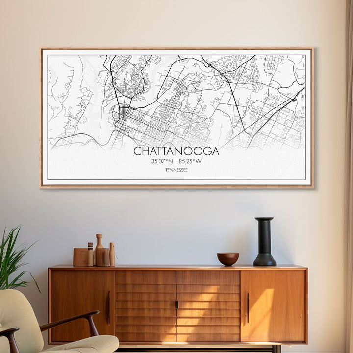 Chattanooga Street Map, Tennessee Map, Map Print, Modern Art, Wall Art, Canvas Art, Cute Room Décor, Wall Art Canvas, Trendy Wall Art