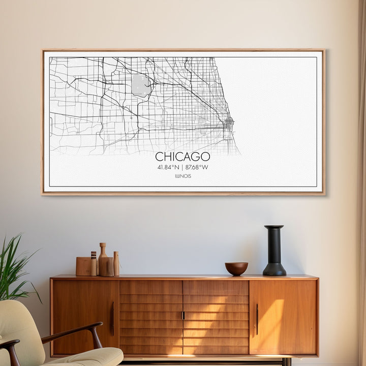 Chicago Street Map, Illinois Map, Map Print, Modern Art, Wall Art, Canvas Art, Apartment Décor, Housewarming Gift, Dorm Wall Art, Office Art