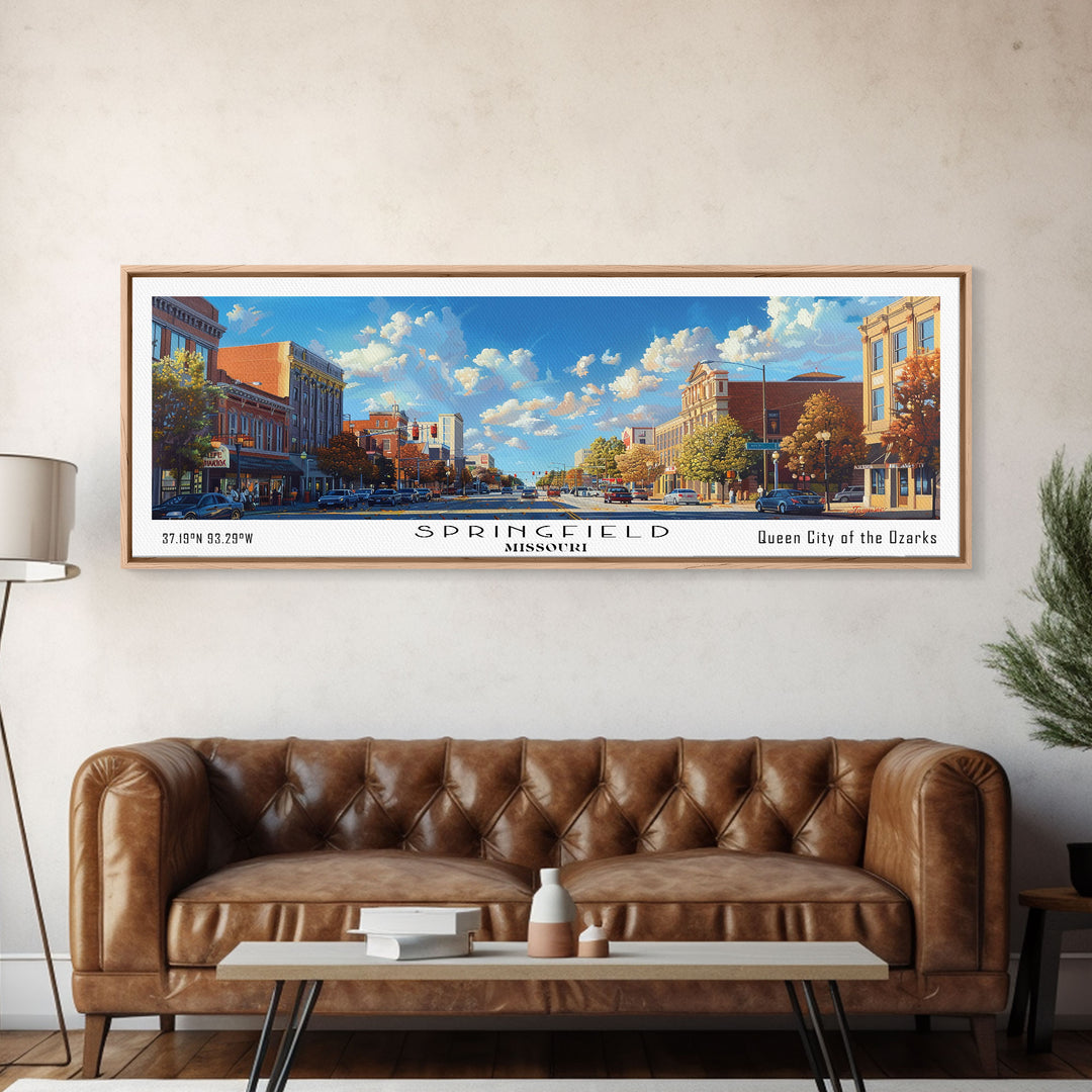 Springfield Missouri Travel Poster, Framed Canvas Print, Wall Art, Home Decor, Travel Print, Office Decor, Living Room Art, Gift Idea