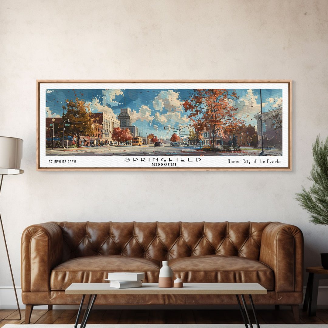 Springfield Missouri Travel Poster, Framed Canvas Print, Wall Art, Home Decor, Travel Gift, Living Room Art, Retro Style Art, Office Decor