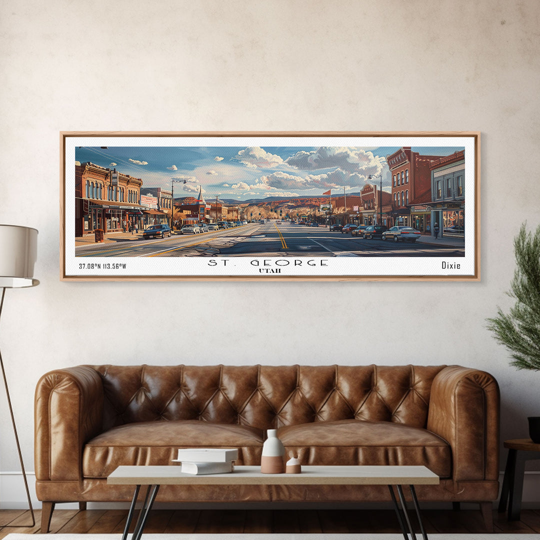 St. George Utah Travel Poster, Framed Canvas Print, Wall Art, Home Decor, Office Art, Living Room Art, Travel Gift, Vintage Style