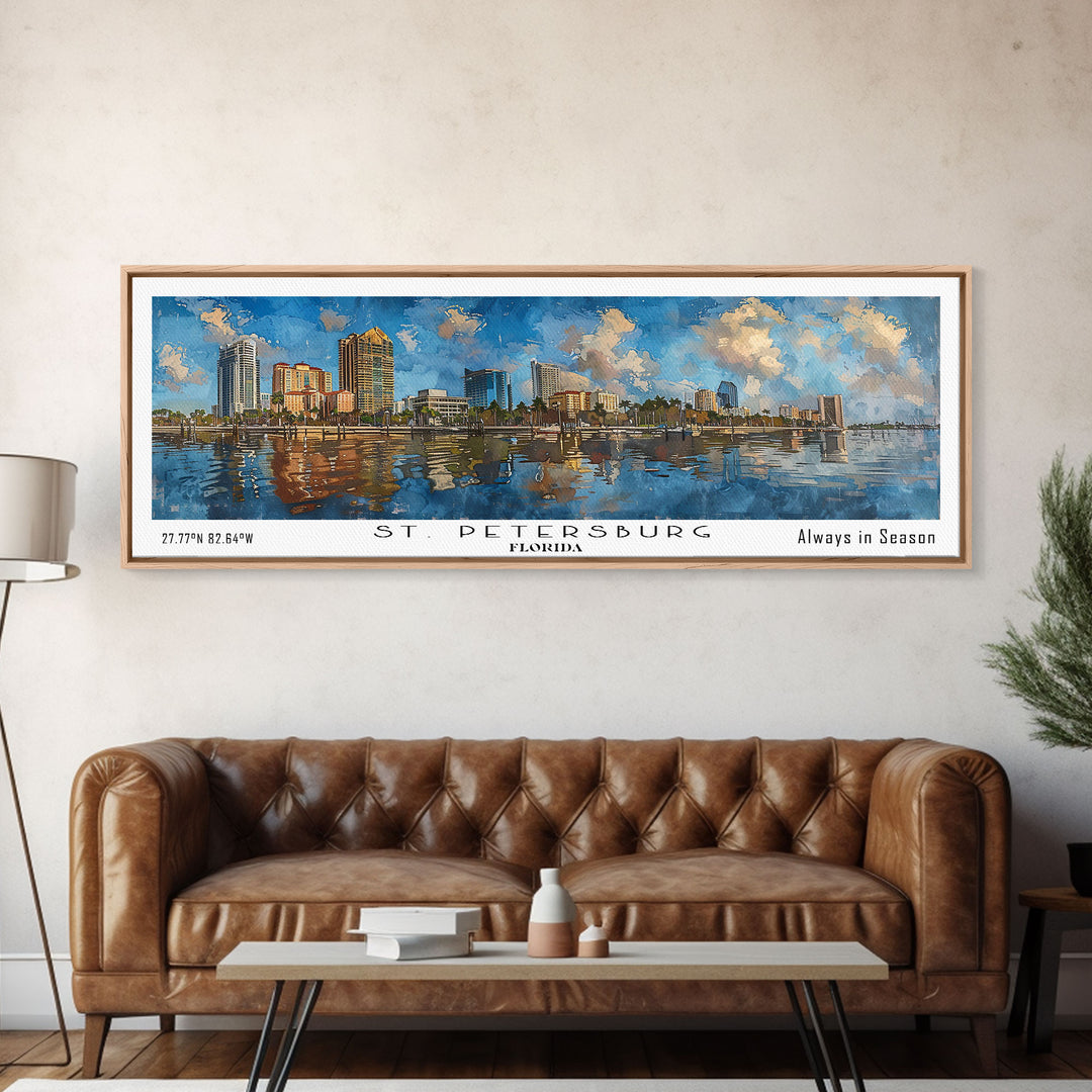 St. Petersburg Florida Travel Poster, Framed Canvas Print, Wall Art, Home Decor, Office Art, Living Room Art, Travel Gift, Vintage Style