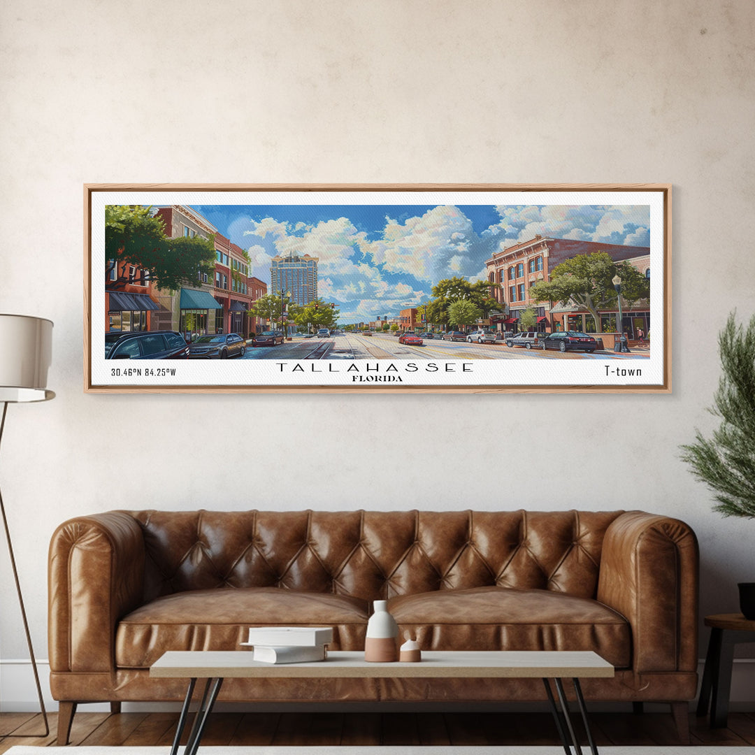 Tallahassee Florida Travel Poster, Framed Canvas Print, Wall Art, Home Decor, Travel Gift, Living Room Art, Retro Style Art