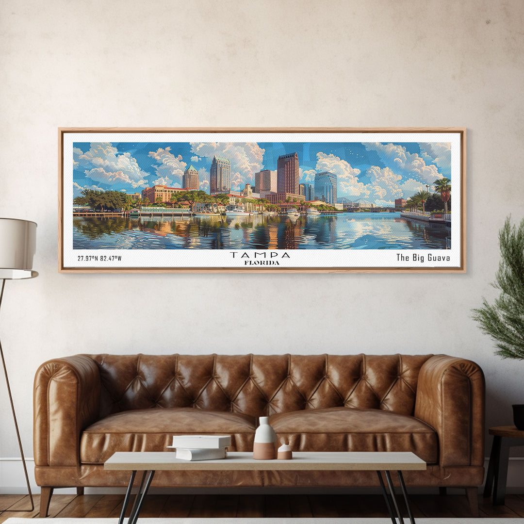 Tampa Florida Travel Poster, Framed Canvas Print, Wall Art, Home Decor, Office Art, Living Room Art, Travel Gift, Vintage Style