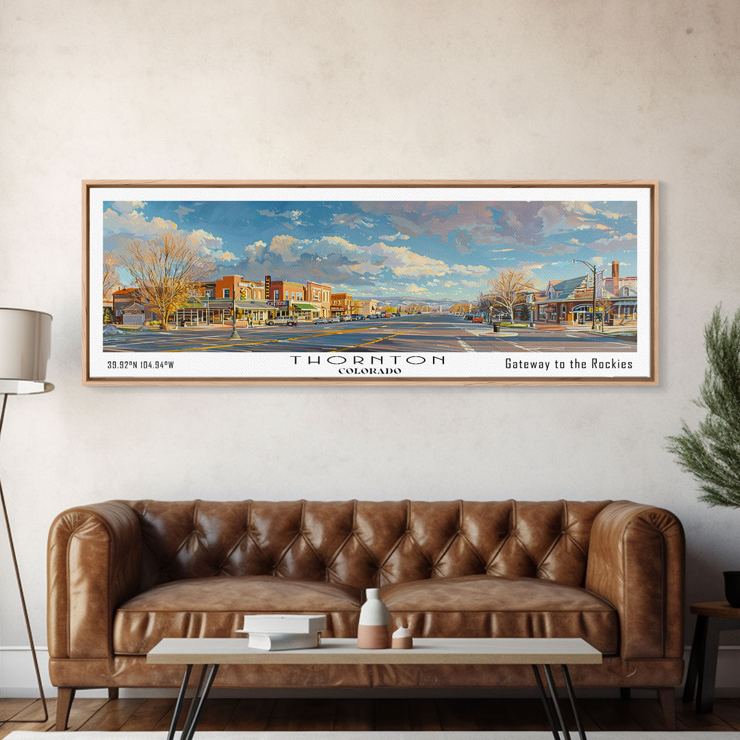 Thornton Colorado Travel Poster, Framed Canvas Print, Wall Art, Home Decor, Office Art, Living Room Art, Travel Gift, Vintage Style