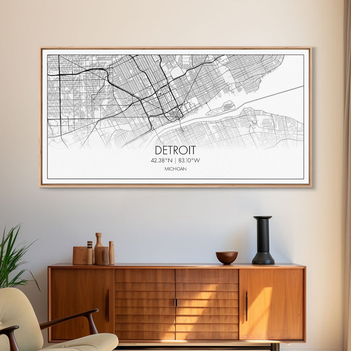 Detroit Street Map, Michigan Map, Map Print, Minimalist Art, Wall Art, Canvas Art, Office, Apartment Décor, Poker Room Décor, Fun Wall Art