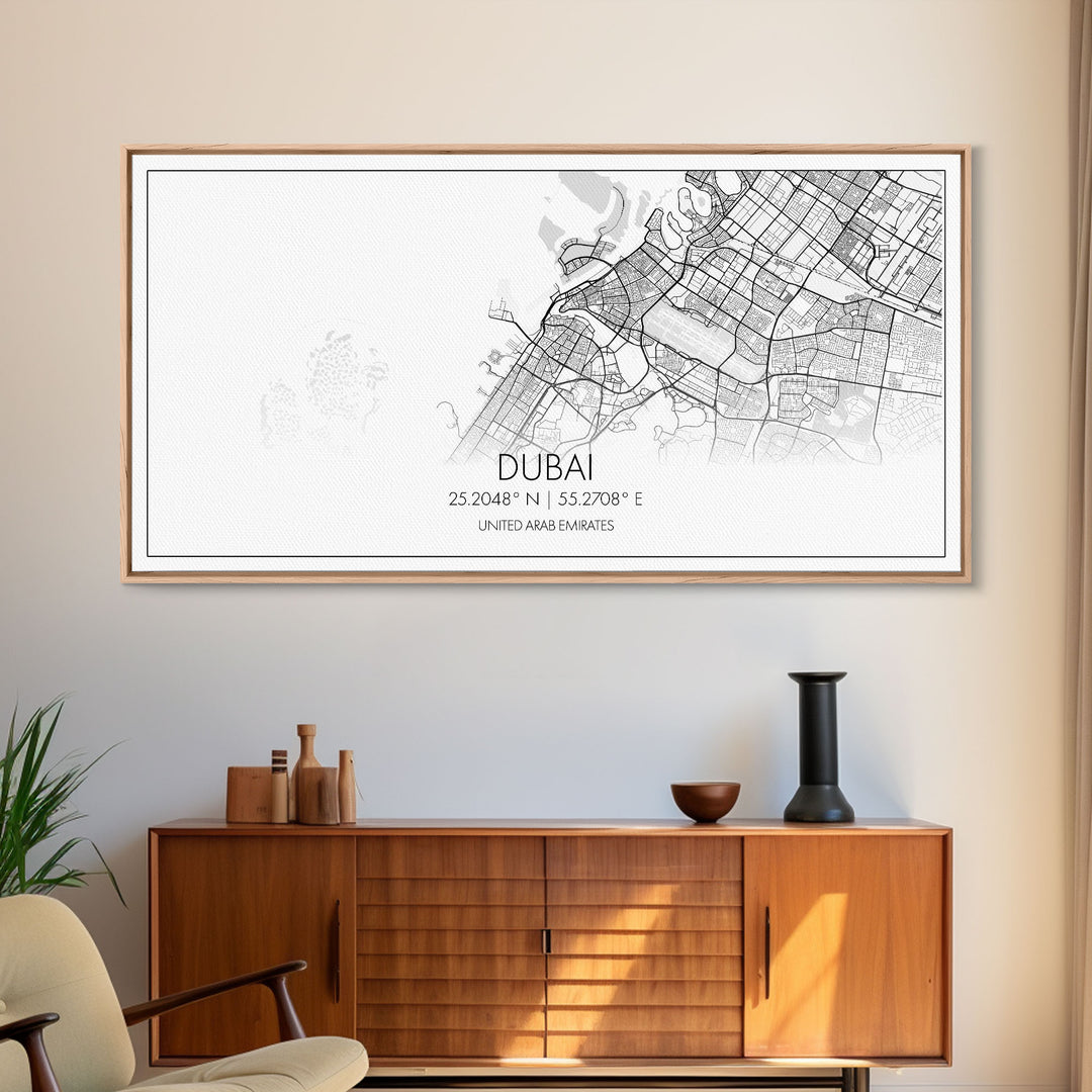 Dubai Street Map, United Arab Emirates Map, Map Print, Minimalist Art, Wall Art, Canvas Art, Cabin Wall Art, Gift For Traveler, Room Décor