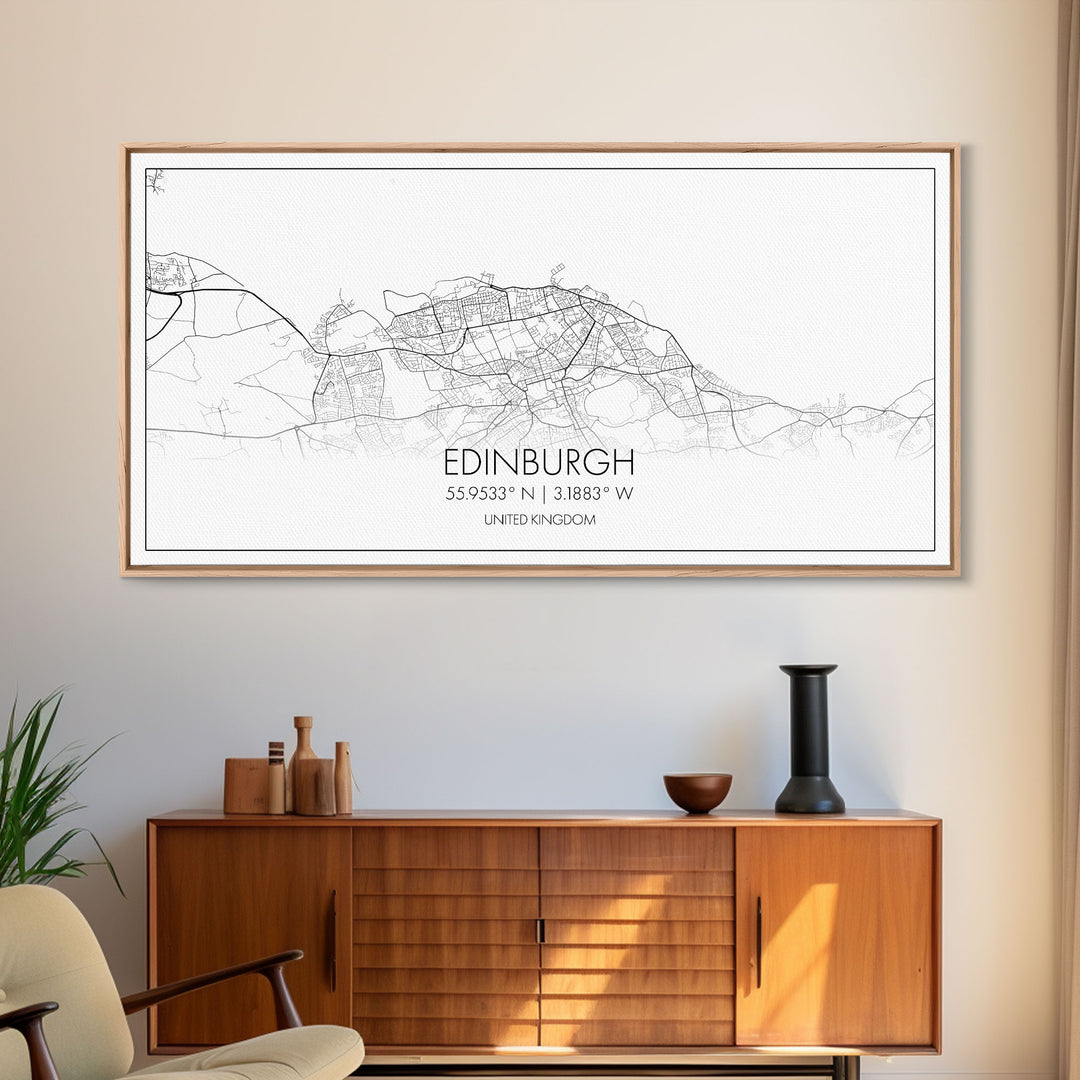 Edinburgh Street Map, Scotland Map, Map Art, Minimalist Art, Wall Art, Canvas Art, Travel Wall Art, Husband Gift, Office Décor For Men