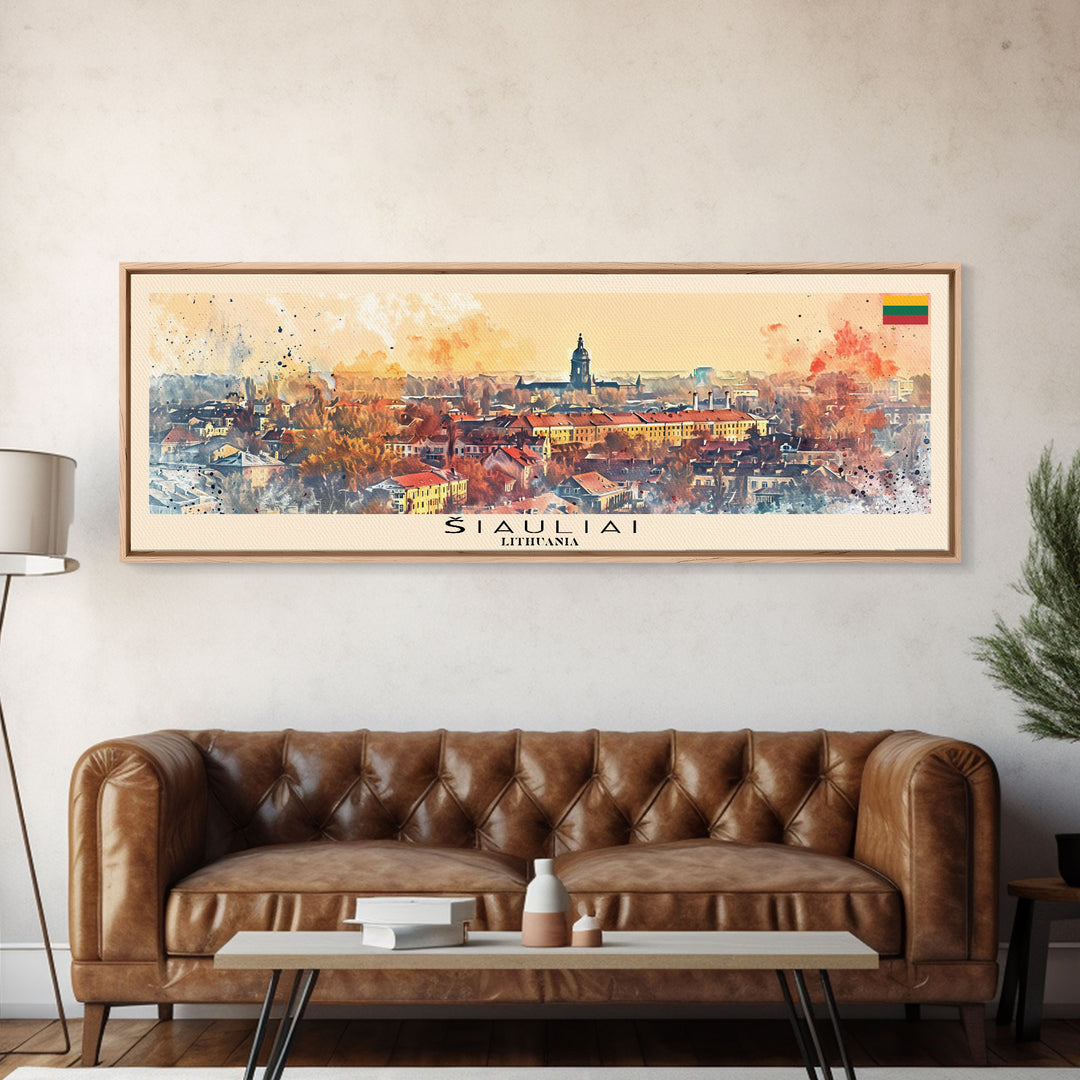 Iauliai Lithuania Travel Print Wall Art, Panoramic City Art, Travel Art, Wall Decor, Vacation Gift, Framed Canvas Print Or Metal Art