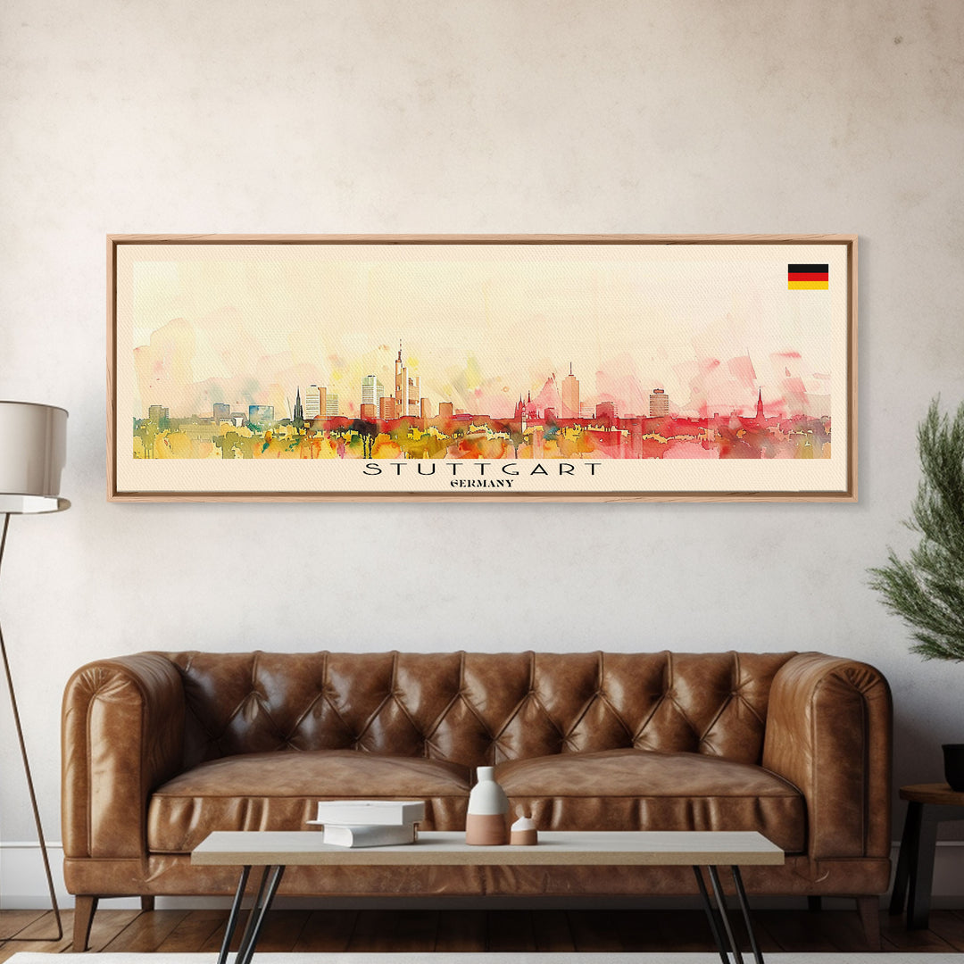 Stuttgart Germany Wall Art, Panoramic Travel Poster, Panoramic Framed Canvas Print, City Wall Art, Wall Hanging Home Decor, Travel Art