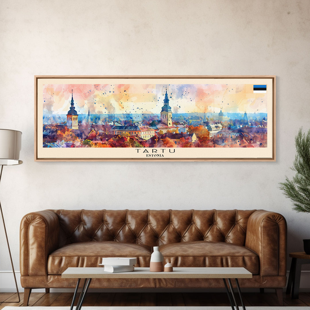 Tartu Estonia Wall Art, Panoramic Travel Poster, Panoramic Framed Canvas Print, City Wall Art, Wall Hanging Home Decor, Travel Art