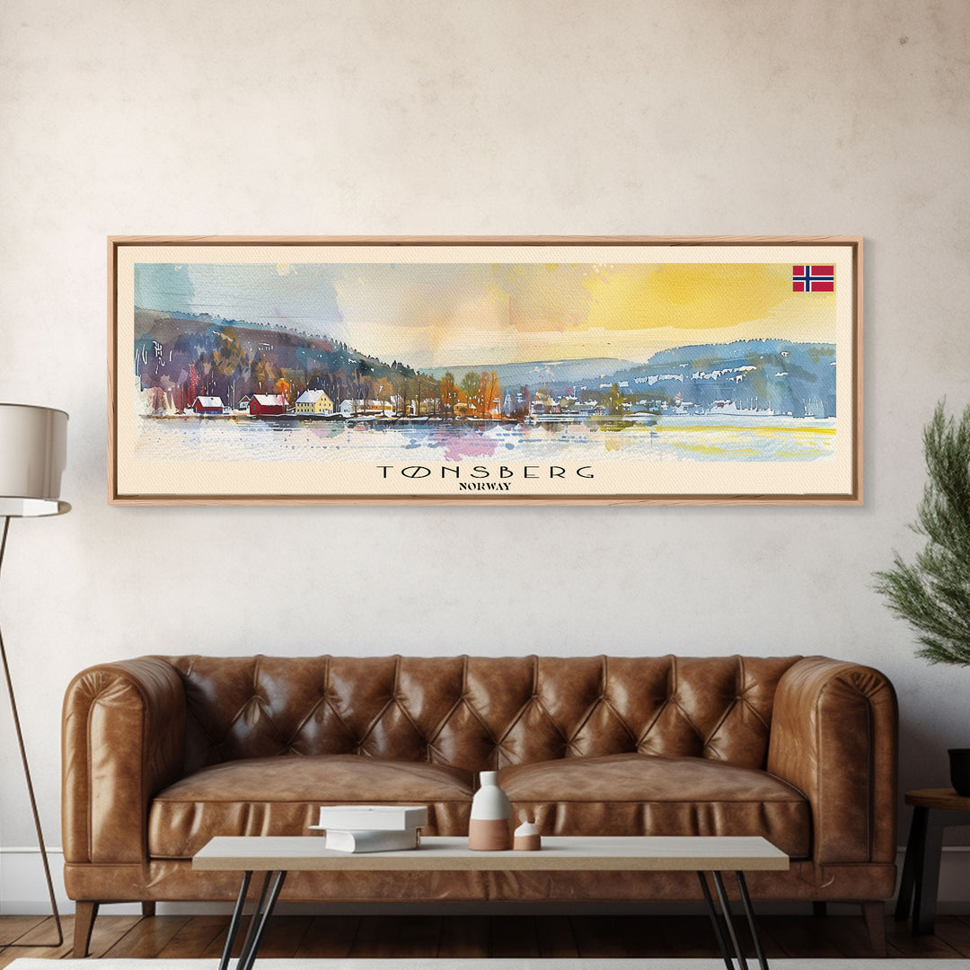 Tonsberg Norway Travel Print Wall Art, Panoramic City Art, Travel Art, Wall Decor, Vacation Gift, Framed Canvas Print Or Metal Art