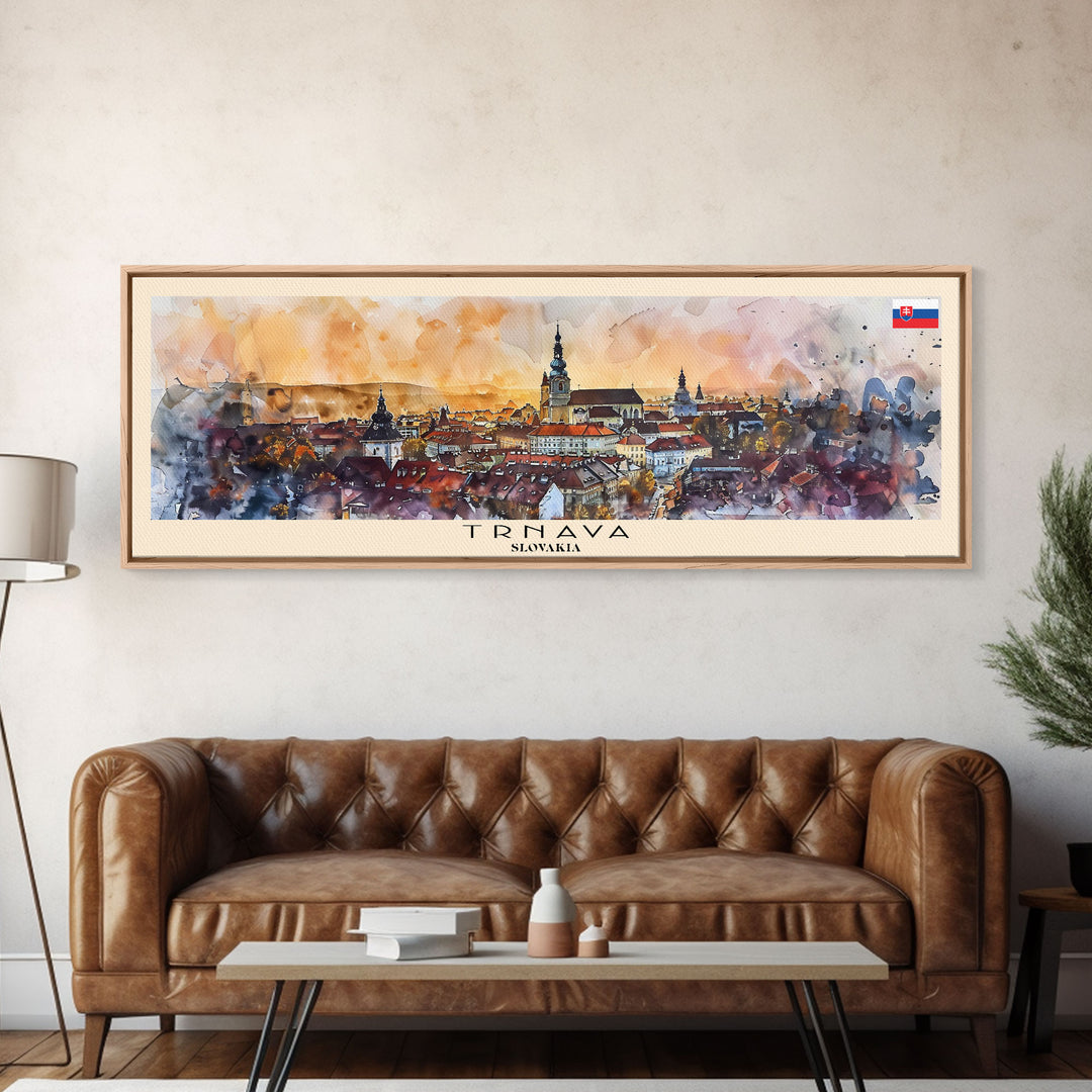 Trnava Slovakia Wall Art, Panoramic Travel Poster, Panoramic Framed Canvas Print, City Wall Art, Wall Hanging Home Decor, Travel Art