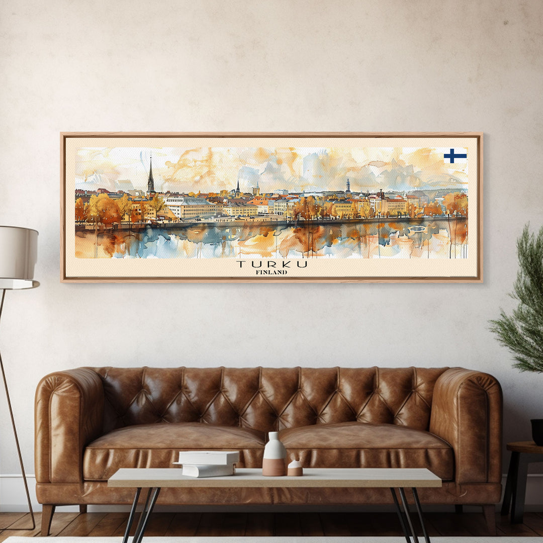 Turku Finland Wall Art, Panoramic Travel Poster, Panoramic Framed Canvas Print, City Wall Art, Wall Hanging Home Decor, Travel Art