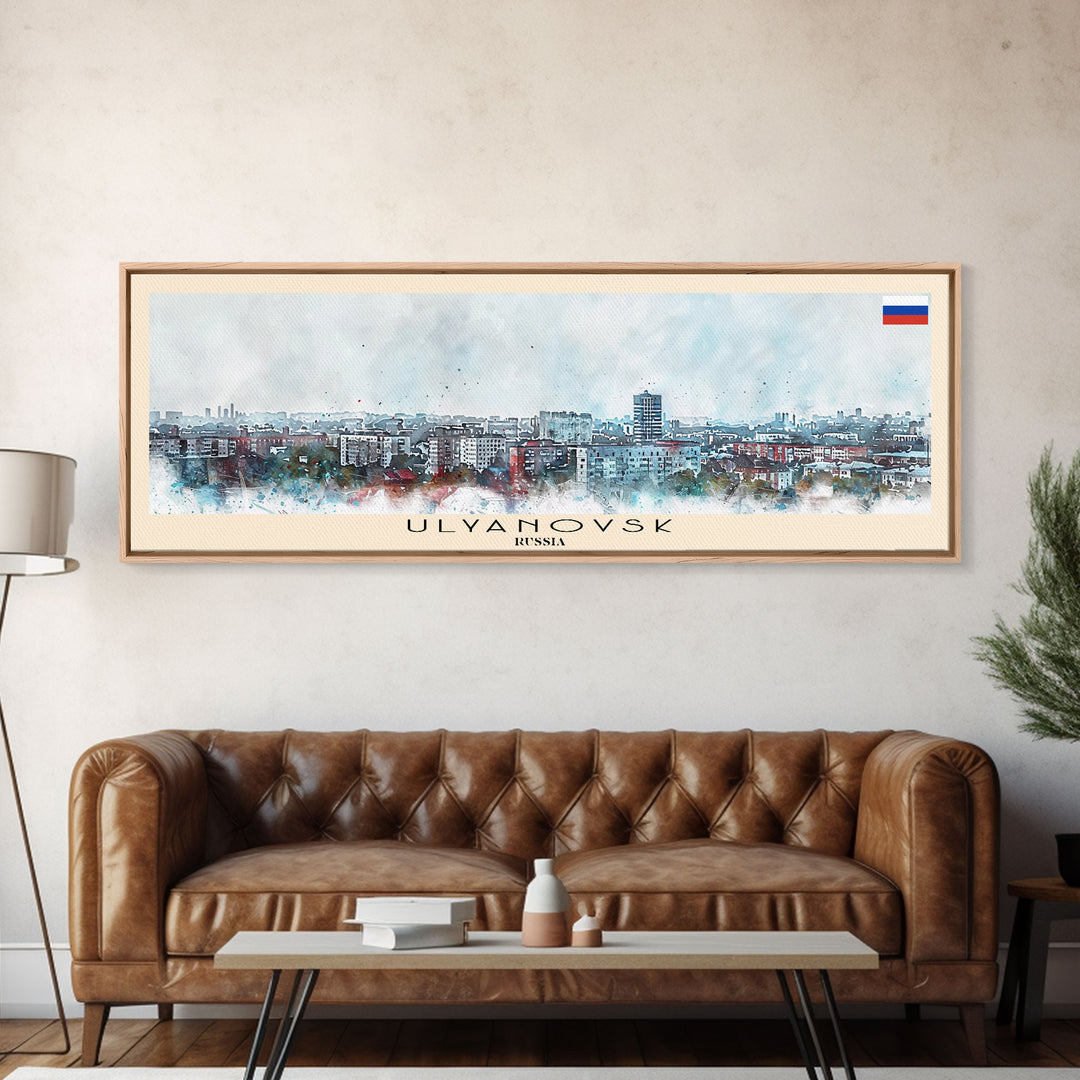 Ulyanovsk Russia Travel Art, City Art, Framed Canvas Print or Metal Wall Art, Europe Travel Poster, Panoramic Wall Art, Extra Wide Wall Art