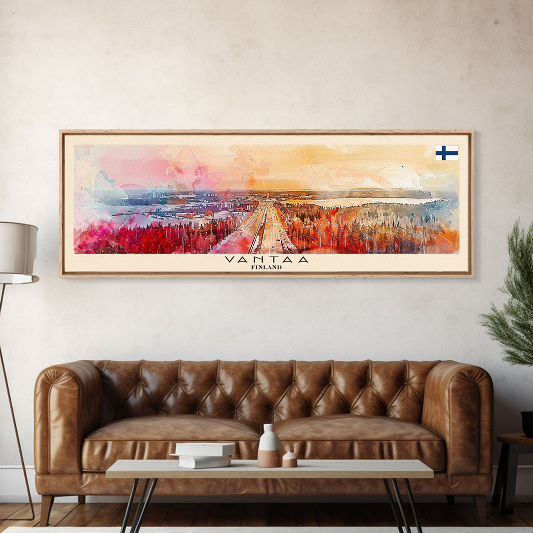 Vantaa Finland Travel Art, City Art, Framed Canvas Print or Metal Wall Art, Europe Travel Poster, Panoramic Wall Art, Extra Wide Wall Art