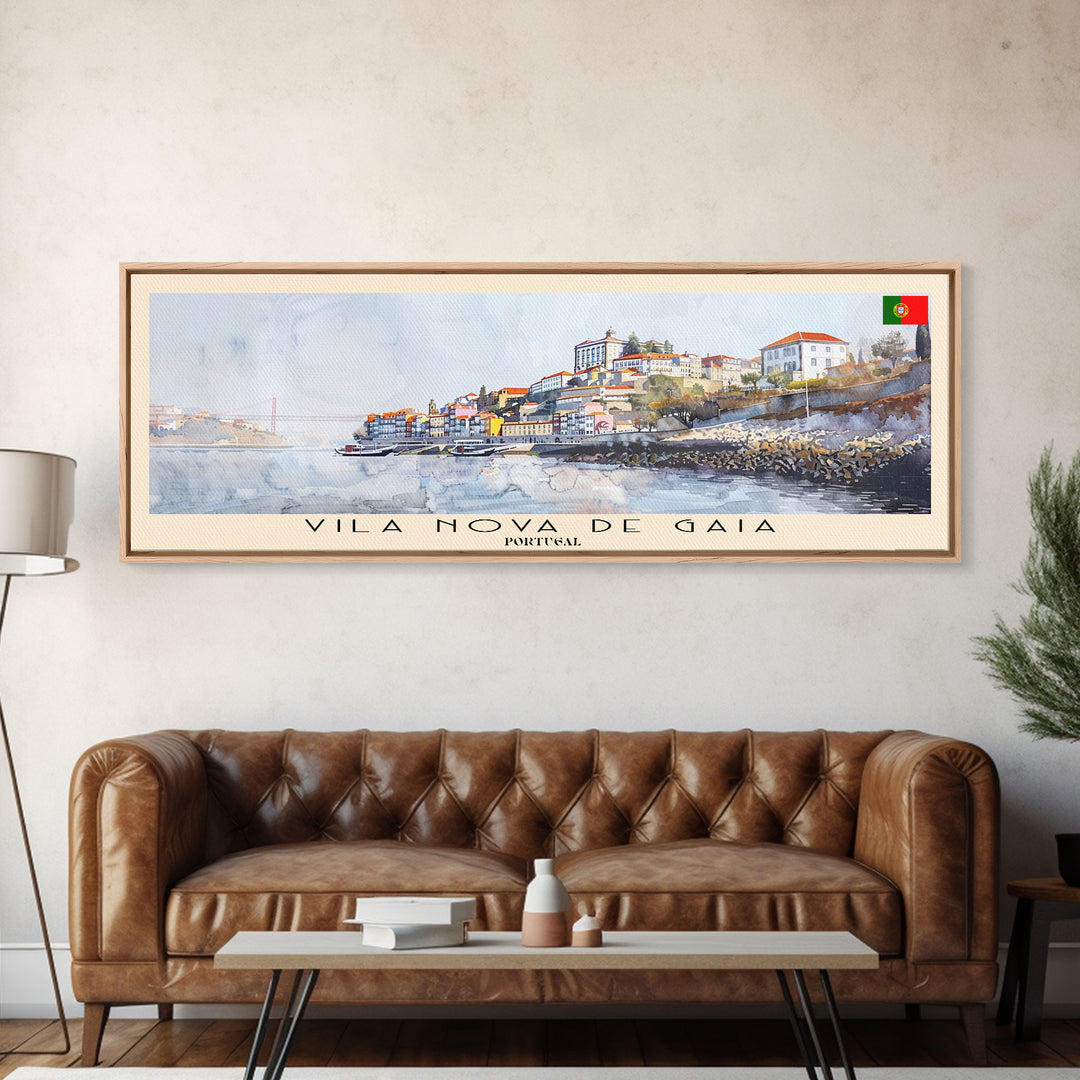 Vila Nova de Gaia Portugal Travel Print Wall Art, Panoramic City Art, Travel Art, Wall Decor, Vacation Gift, Framed Canvas Print Or Metal Art