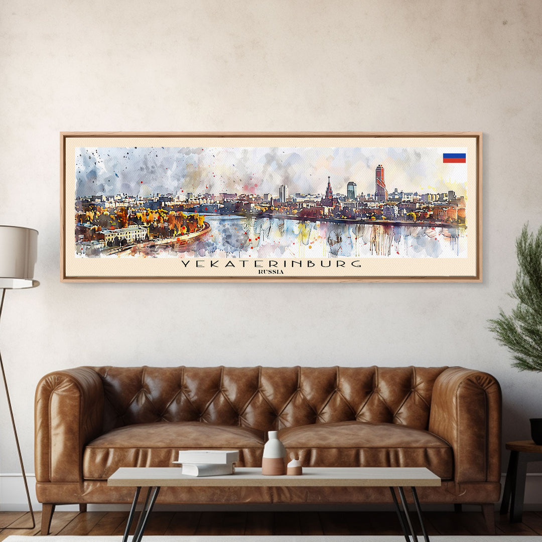 Yekaterinburg Russia Travel Print Wall Art, Panoramic City Art, Travel Art, Wall Decor, Vacation Gift, Framed Canvas Print Or Metal Art