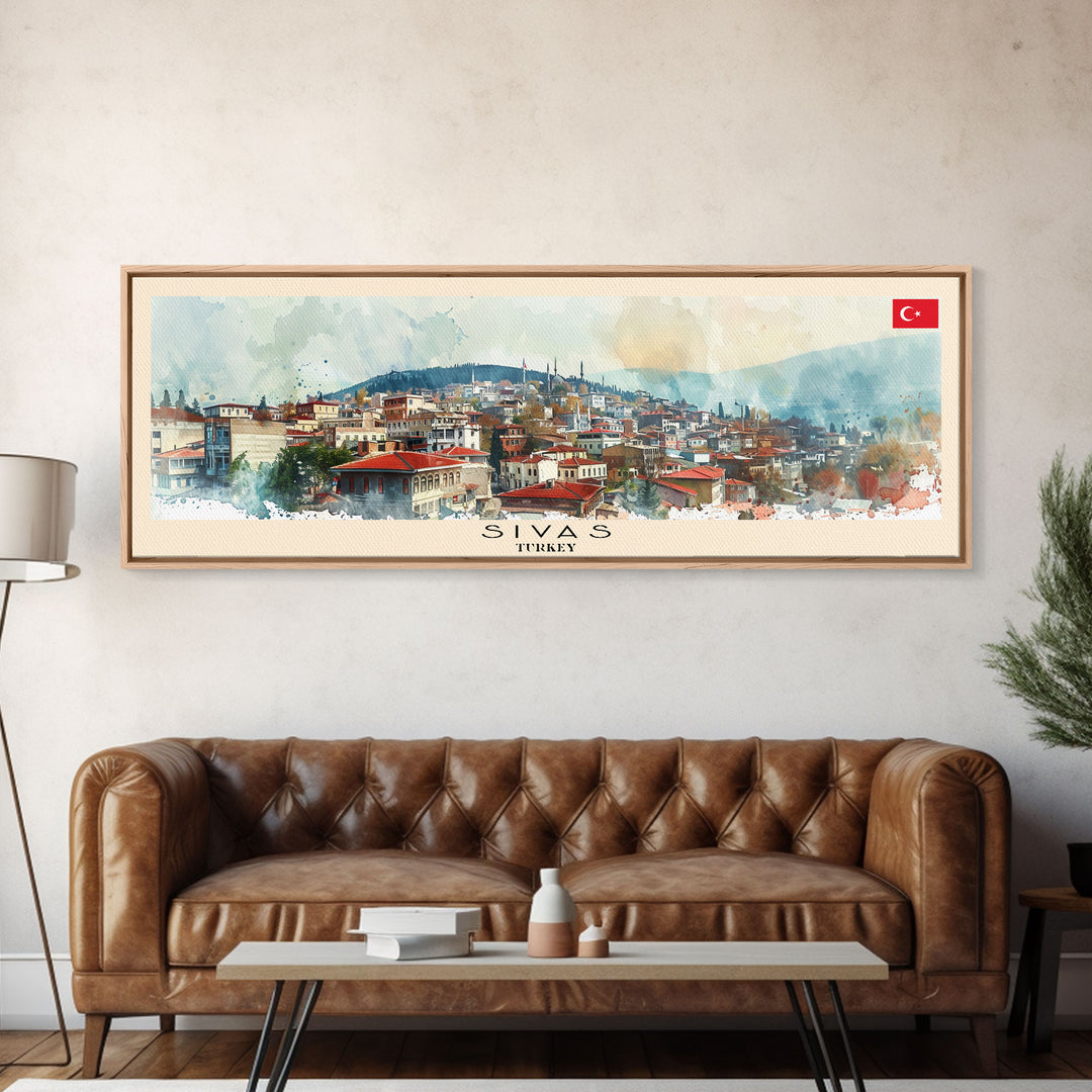 Sivas Turkey Travel Print Wall Art, Panoramic City Art, Travel Art, Wall Decor, Vacation Gift, Framed Canvas Print Or Metal Art