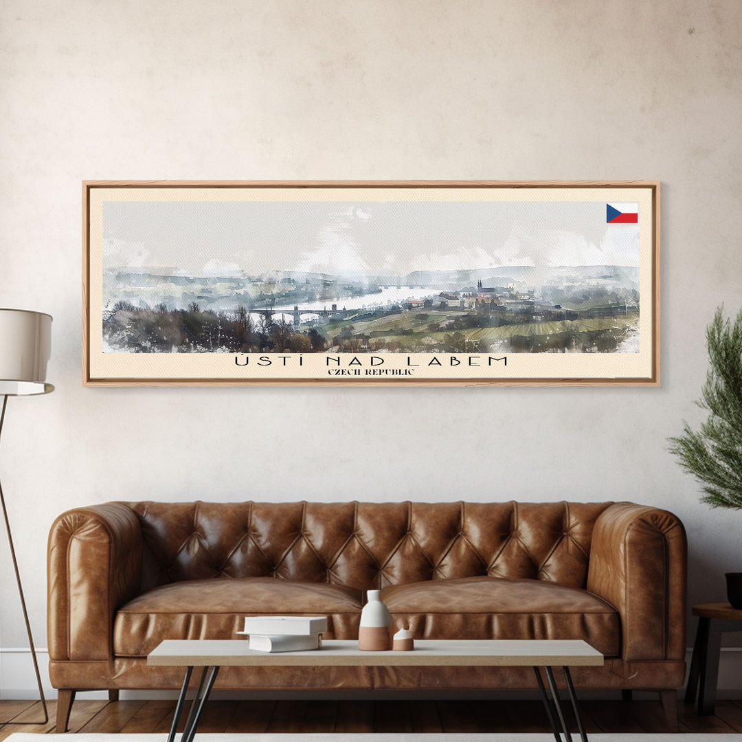 Ústí nad Labem Czech Republic Wall Art, Panoramic Travel Poster, Panoramic Framed Canvas Print, City Wall Art, Wall Hanging Home Decor, Travel Art