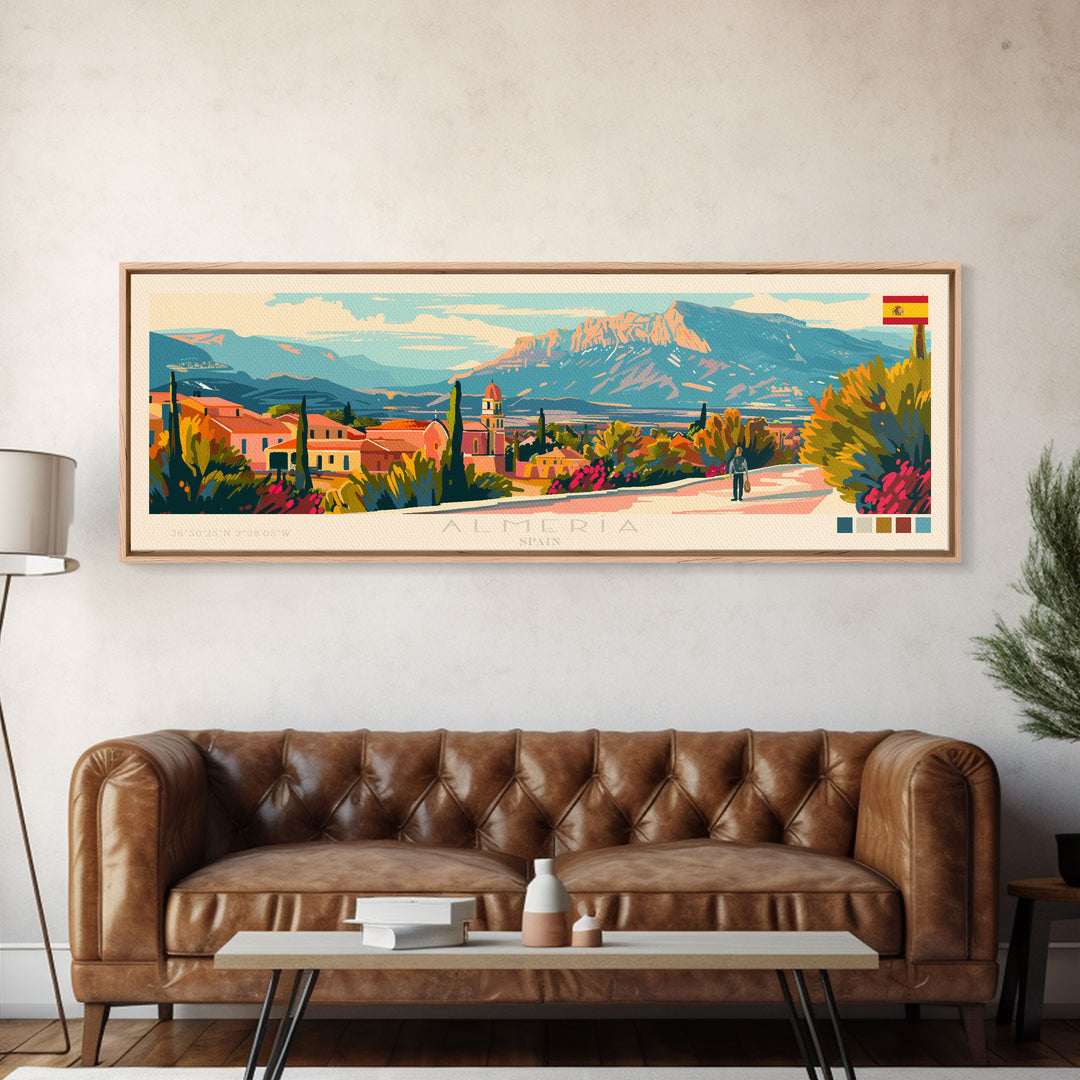 Almeria Spain Wall Art, Panoramic Travel Poster, Panoramic Framed Canvas Print, City Wall Art, Wall Hanging Home Decor, Travel Art