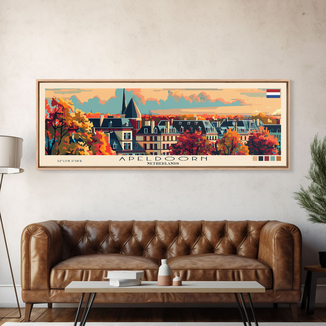 Apeldoorn Netherlands Travel Print Wall Art, Panoramic City Art, Travel Art, Wall Decor, Vacation Gift, Framed Canvas Print Or Metal Art