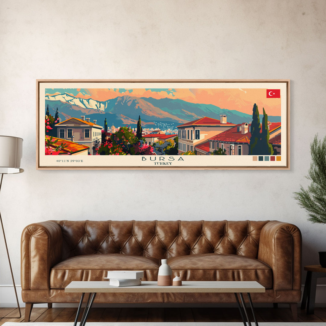 Bursa Turkey Travel Print Wall Art, Panoramic City Art, Travel Art, Wall Decor, Vacation Gift, Framed Canvas Print Or Metal Art