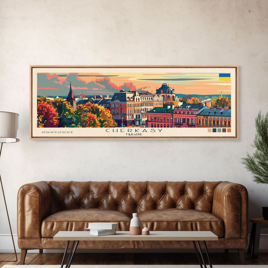 Cherkasy Ukraine Travel Art, City Art, Framed Canvas Print or Metal Wall Art, Europe Travel Poster, Panoramic Wall Art, Extra Wide Wall Art