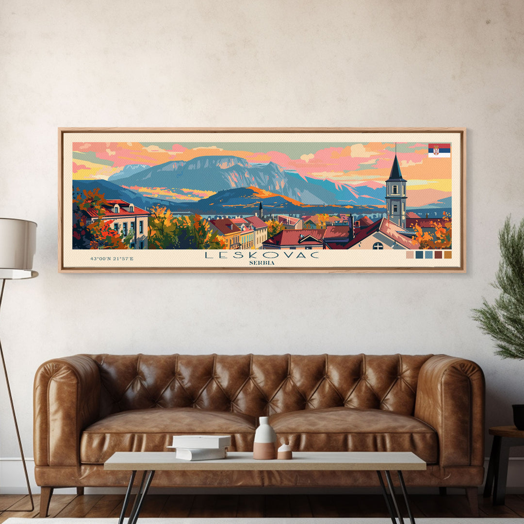 Leskovac Serbia Wall Art, Panoramic Travel Poster, Panoramic Framed Canvas Print, City Wall Art, Wall Hanging Home Decor, Travel Art