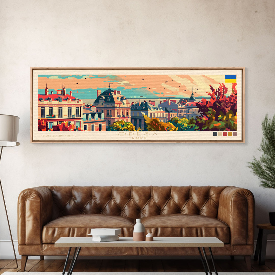 Odesa Ukraine Travel Print Wall Art, Panoramic City Art, Travel Art, Wall Decor, Vacation Gift, Framed Canvas Print Or Metal Art