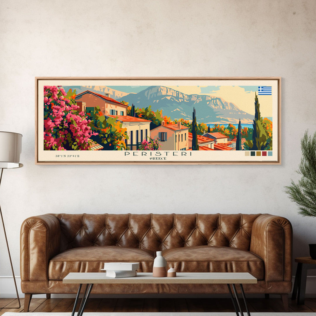 Peristeri Greece Travel Print Wall Art, Panoramic City Art, Travel Art, Wall Decor, Vacation Gift, Framed Canvas Print Or Metal Art