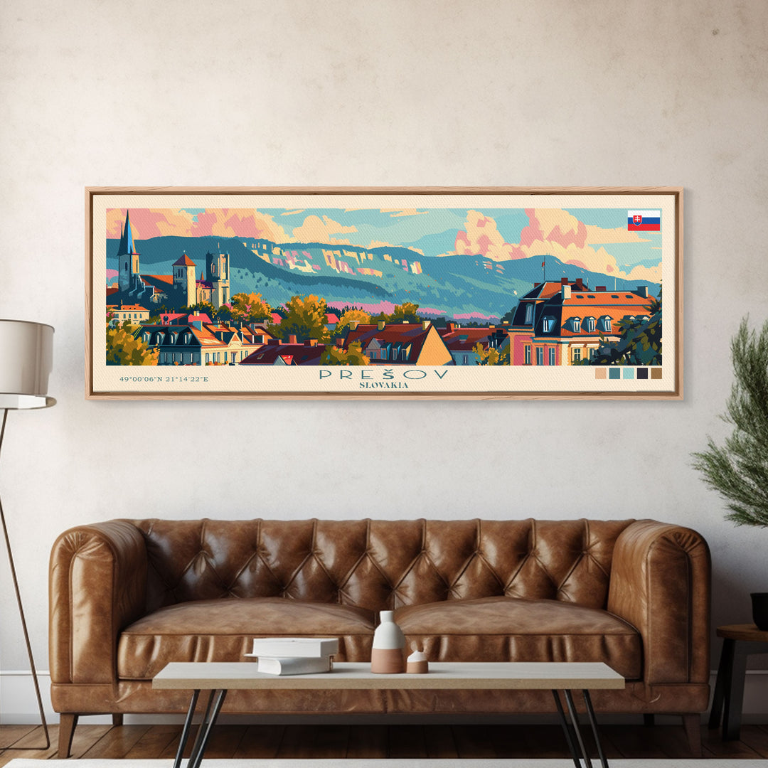 Prešov Slovakia Wall Art, Panoramic Travel Poster, Panoramic Framed Canvas Print, City Wall Art, Wall Hanging Home Decor, Travel Art