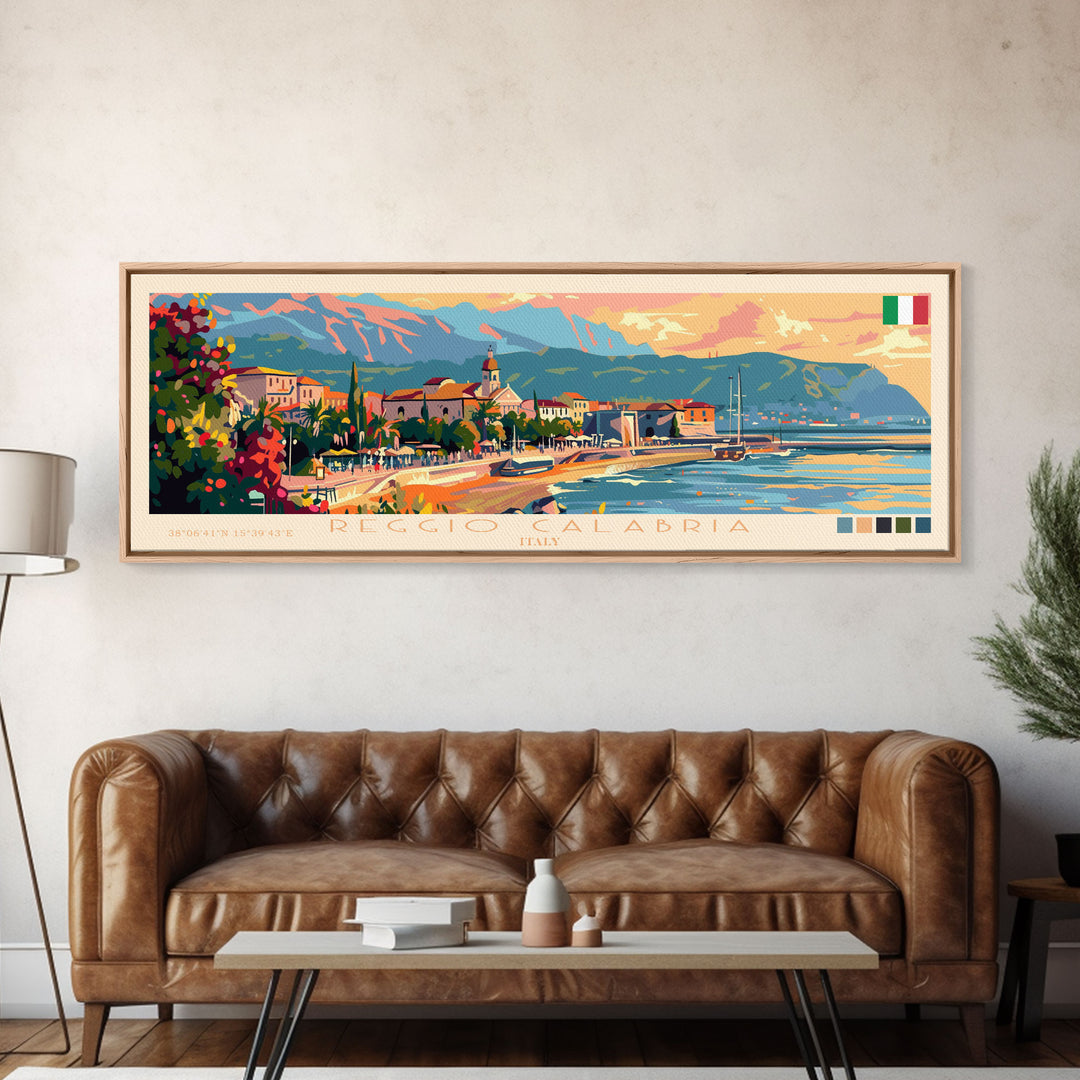 Reggio Calabria Wall Art, Panoramic Travel Poster, Panoramic Framed Canvas Print, City Wall Art, Wall Hanging Home Decor, Travel Art