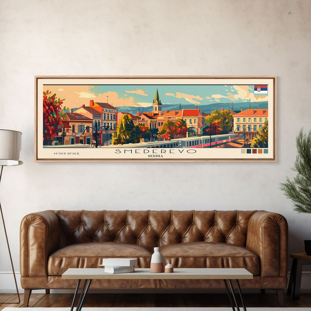 Smederevo Serbia Travel Print Wall Art, Panoramic City Art, Travel Art, Wall Decor, Vacation Gift, Framed Canvas Print Or Metal Art