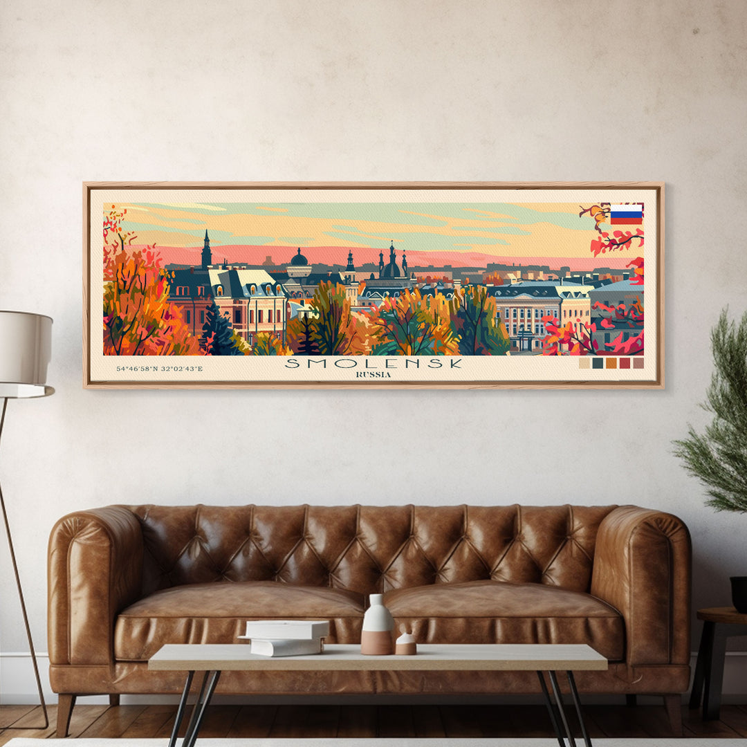 Smolensk Russia Travel Art, City Art, Framed Canvas Print or Metal Wall Art, Europe Travel Poster, Panoramic Wall Art, Extra Wide Wall Art