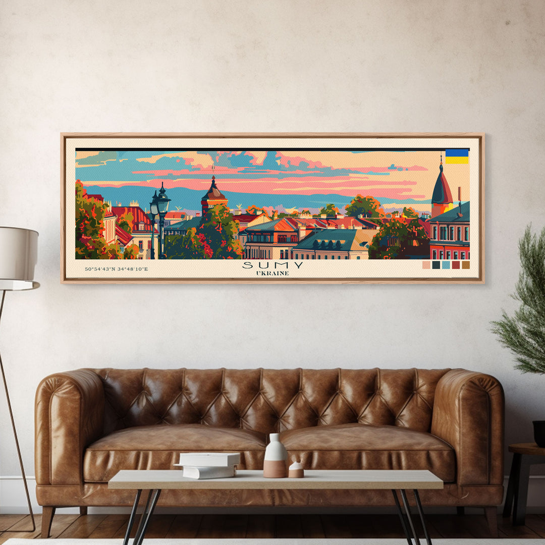 Sumy Ukraine Travel Art, City Art, Framed Canvas Print or Metal Wall Art, Europe Travel Poster, Panoramic Wall Art, Extra Wide Wall Art